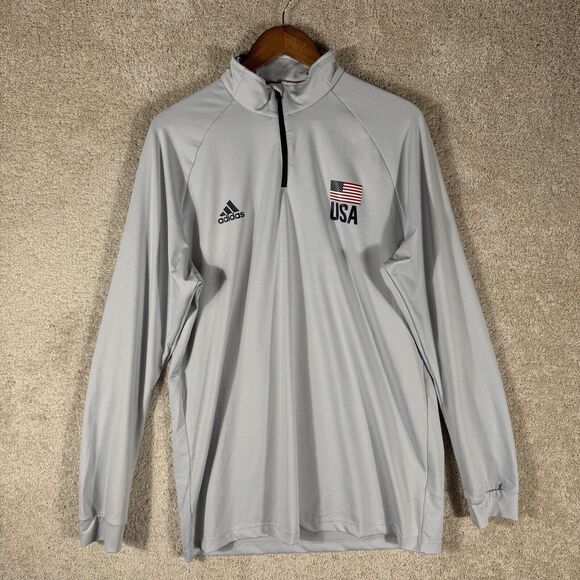 Adidas Other - Adidas 1/4 Zip Pullover Long Sleeve Men’s Large Team USA Volleyball Gray Shirt